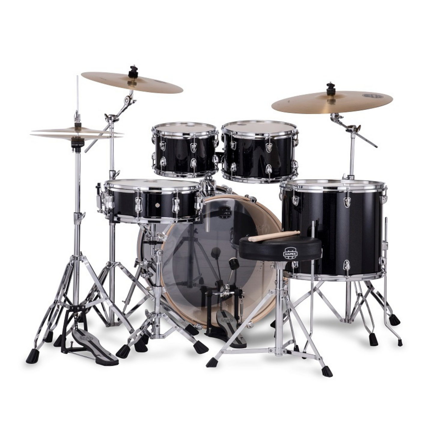 Mapex Venus 5-Pcs Acoustic Drum Kit, Black Galaxy Sparkle