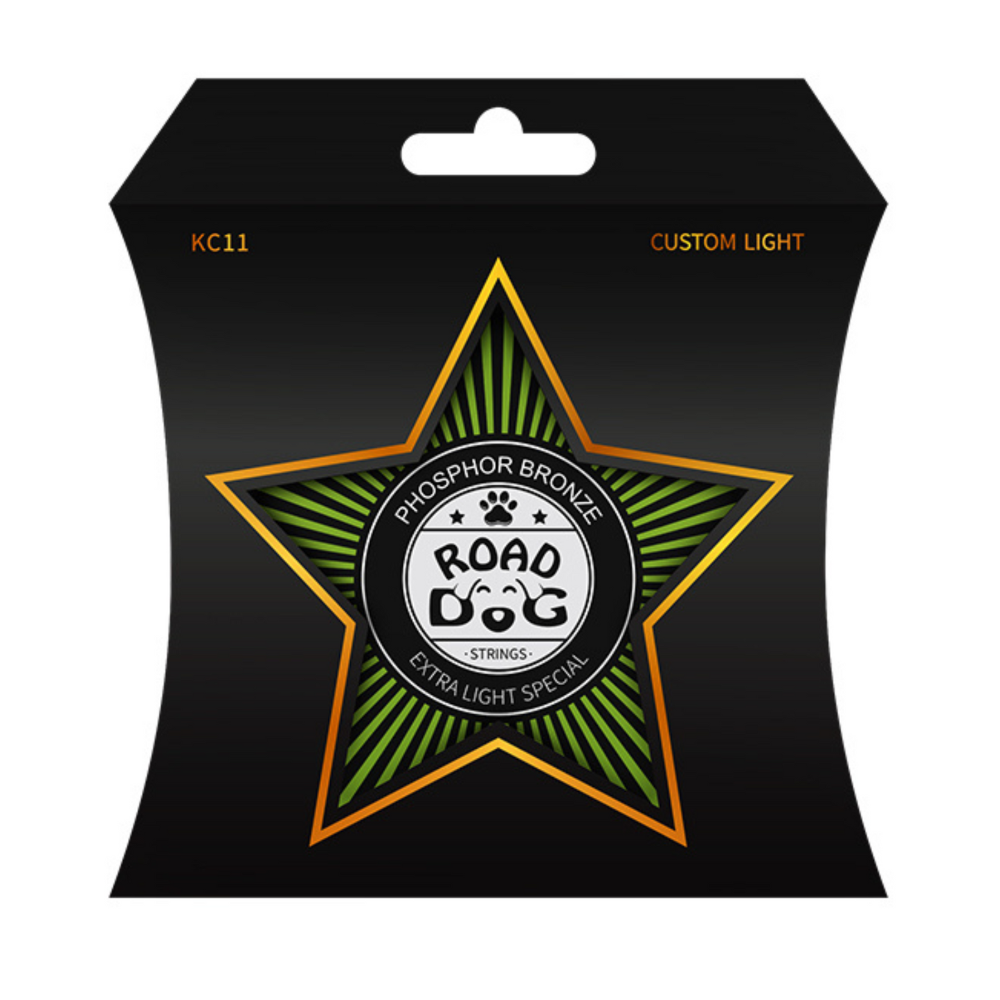 Road Dog KC11 Phosphor Bronze Coated Acoustic Guitar Strings, Custom Light, 11-52