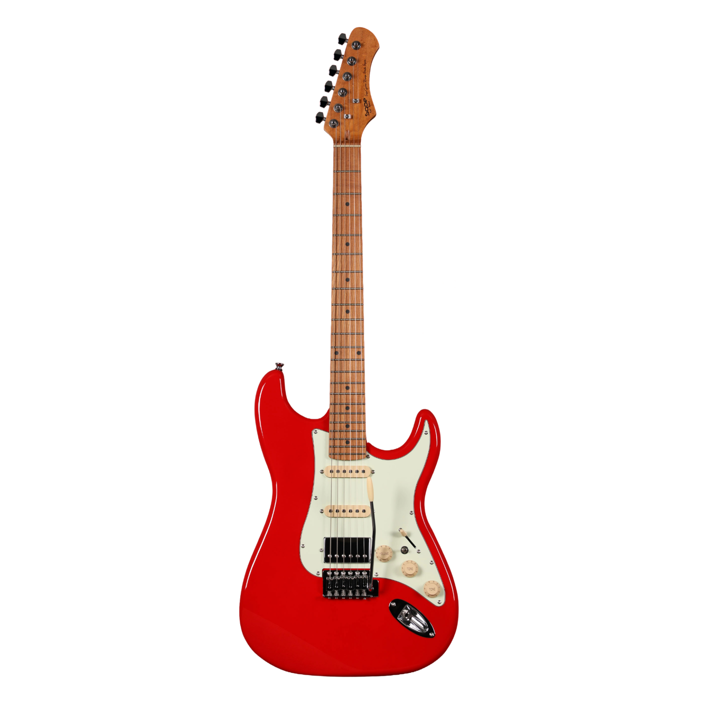 Sqoe SEST600 Stratocaster HSS Electric Guitar, Red