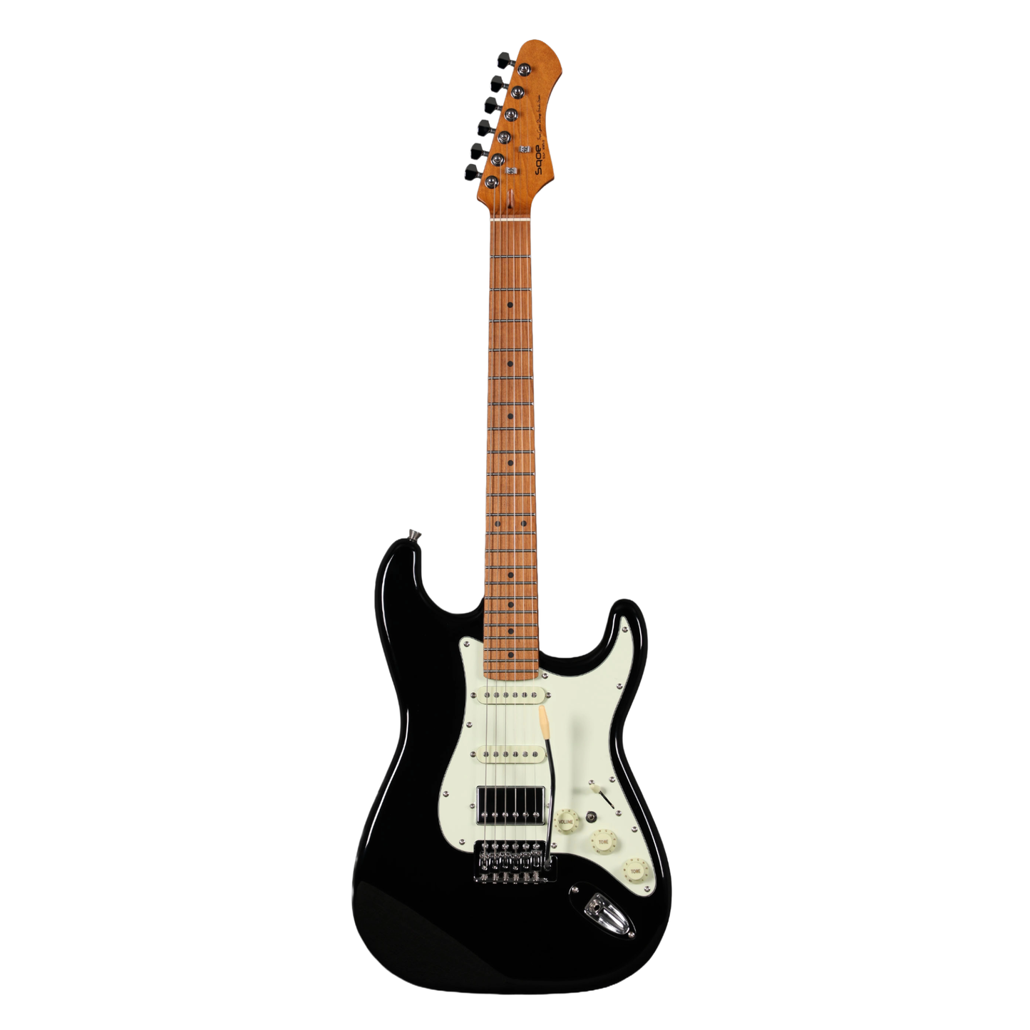Sqoe SEST600 Stratocaster HSS Electric Guitar, Black