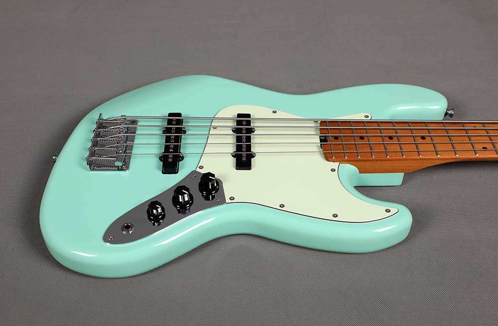 Sqoe SJB650 5-String Jazz Bass Guitar, Mint Green