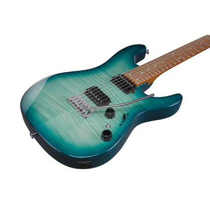 Ibanez AZ24S1F AZ Standard Series Electric Guitar, Transparent Turquoise Burst