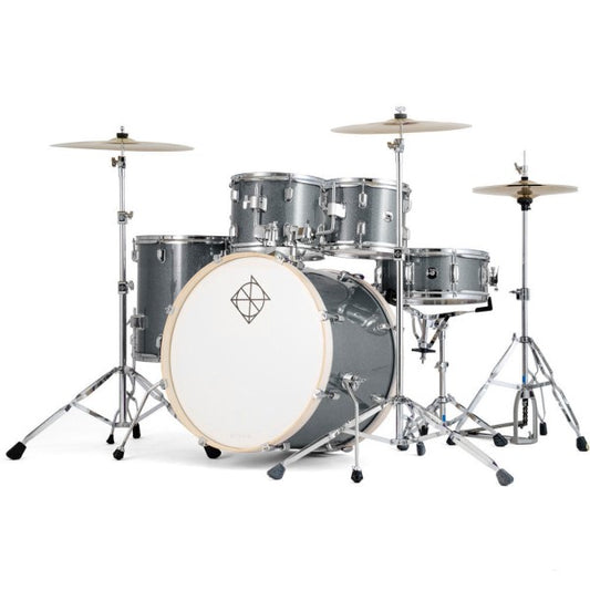 Dixon Spark Standard 5-pcs Acoustic Drum Kit, Gun Metal