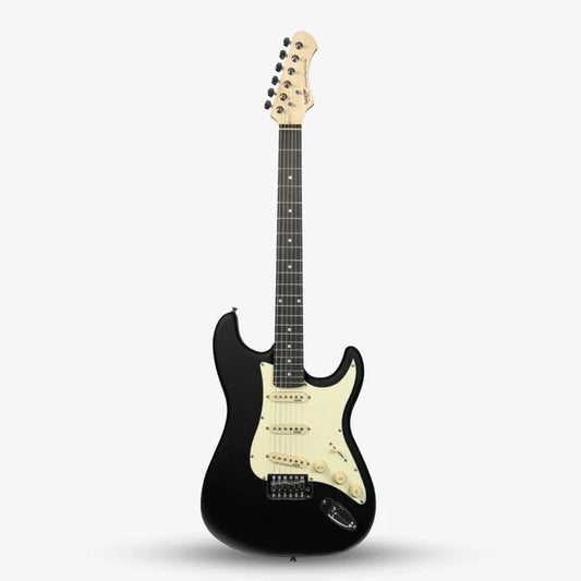 Sqoe SEST202 Stratocaster Electric Guitar, Black
