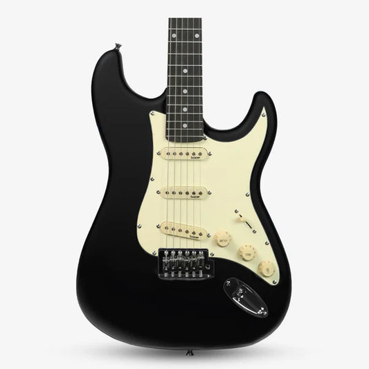 Sqoe SEST202 Stratocaster Electric Guitar, Black