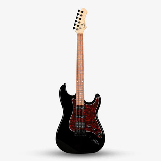 Sqoe SEST230 HSS Stratocaster Electric Guitar, Black