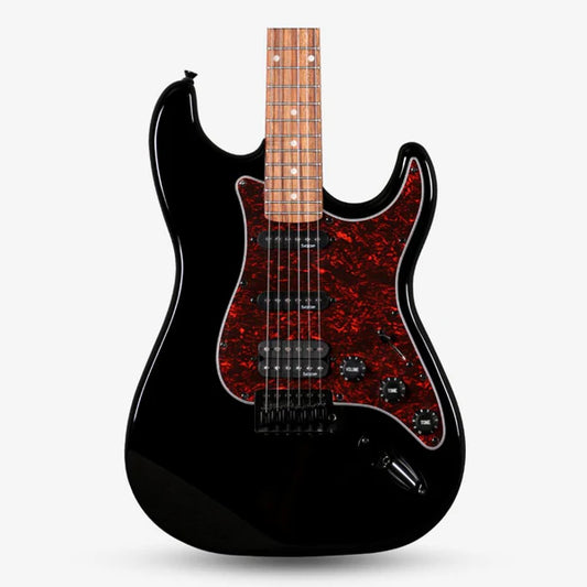 Sqoe SEST230 HSS Stratocaster Electric Guitar, Black
