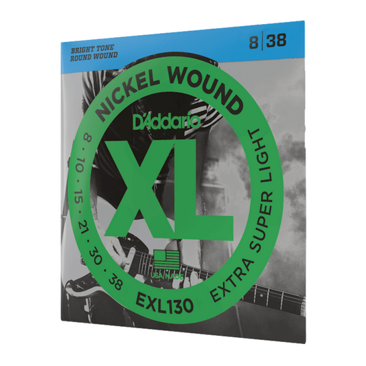 D'Addario EXL130 Nickel Wound Electric Guitar Strings, Extra-Super Light, 8-38
