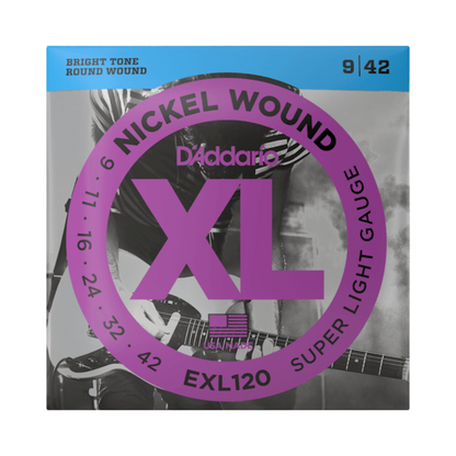 D'Addario EXL120 Nickel Wound Electric Guitar Strings, Super Light, 9-42