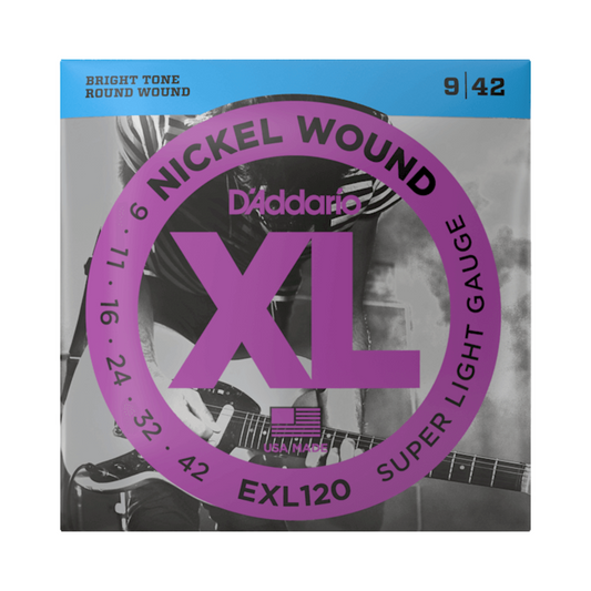 D'Addario EXL120 Nickel Wound Electric Guitar Strings, Super Light, 9-42
