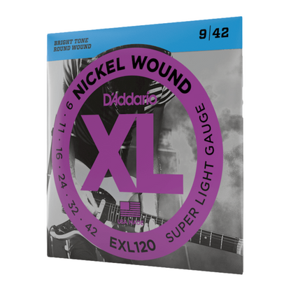 D'Addario EXL120 Nickel Wound Electric Guitar Strings, Super Light, 9-42