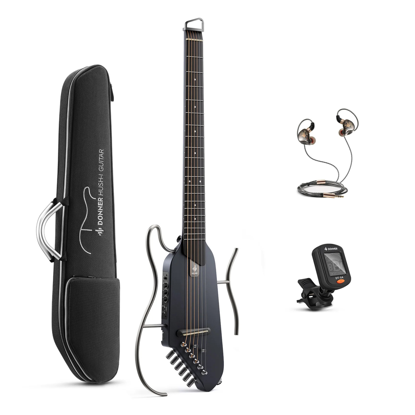 Donner HUSH-I Acoustic-Electric Guitar, Black