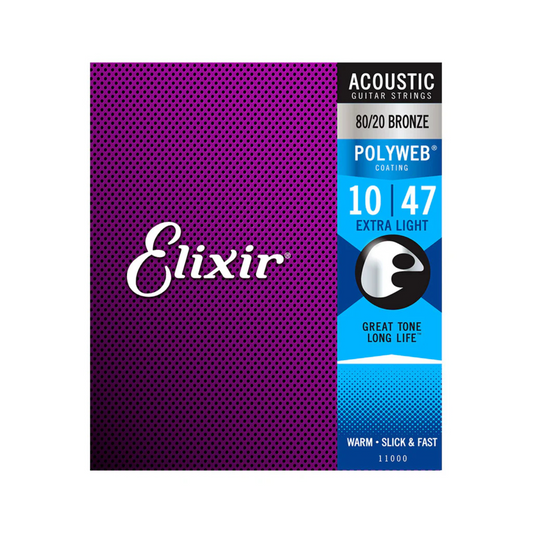 Elixir 11000 Polyweb 80/20 Bronze Acoustic Guitar Strings, Extra Light, 10-47