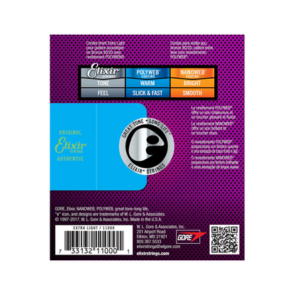 Elixir 11000 Polyweb 80/20 Bronze Acoustic Guitar Strings, Extra Light, 10-47