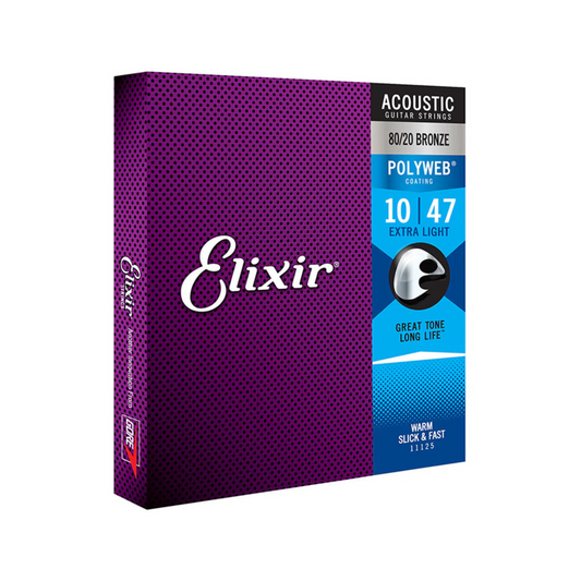 Elixir 11000 Polyweb 80/20 Bronze Acoustic Guitar Strings, Extra Light, 10-47