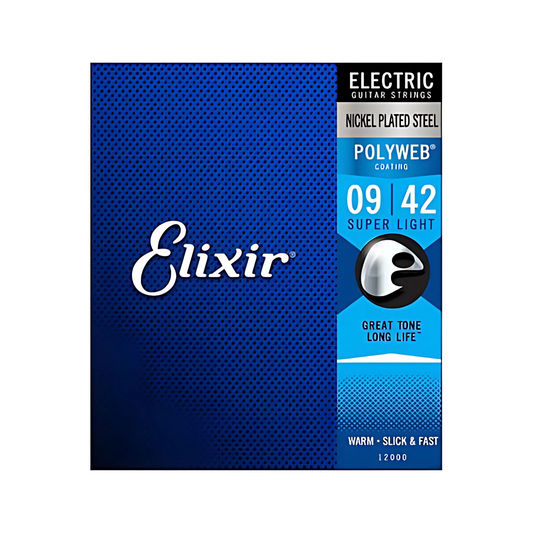 Elixir 12000 Polyweb Electric Guitar Strings, Super Light, 9-42
