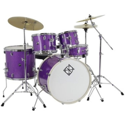 Dixon Spark Standard 5-pcs Acoustic Drum Kit, Purple Sparkle