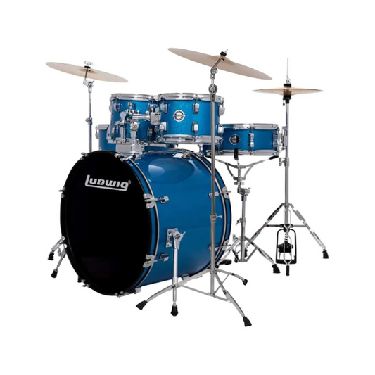 Ludwig Accent Drive 5-Piece Drum Set, Blue Sparkle