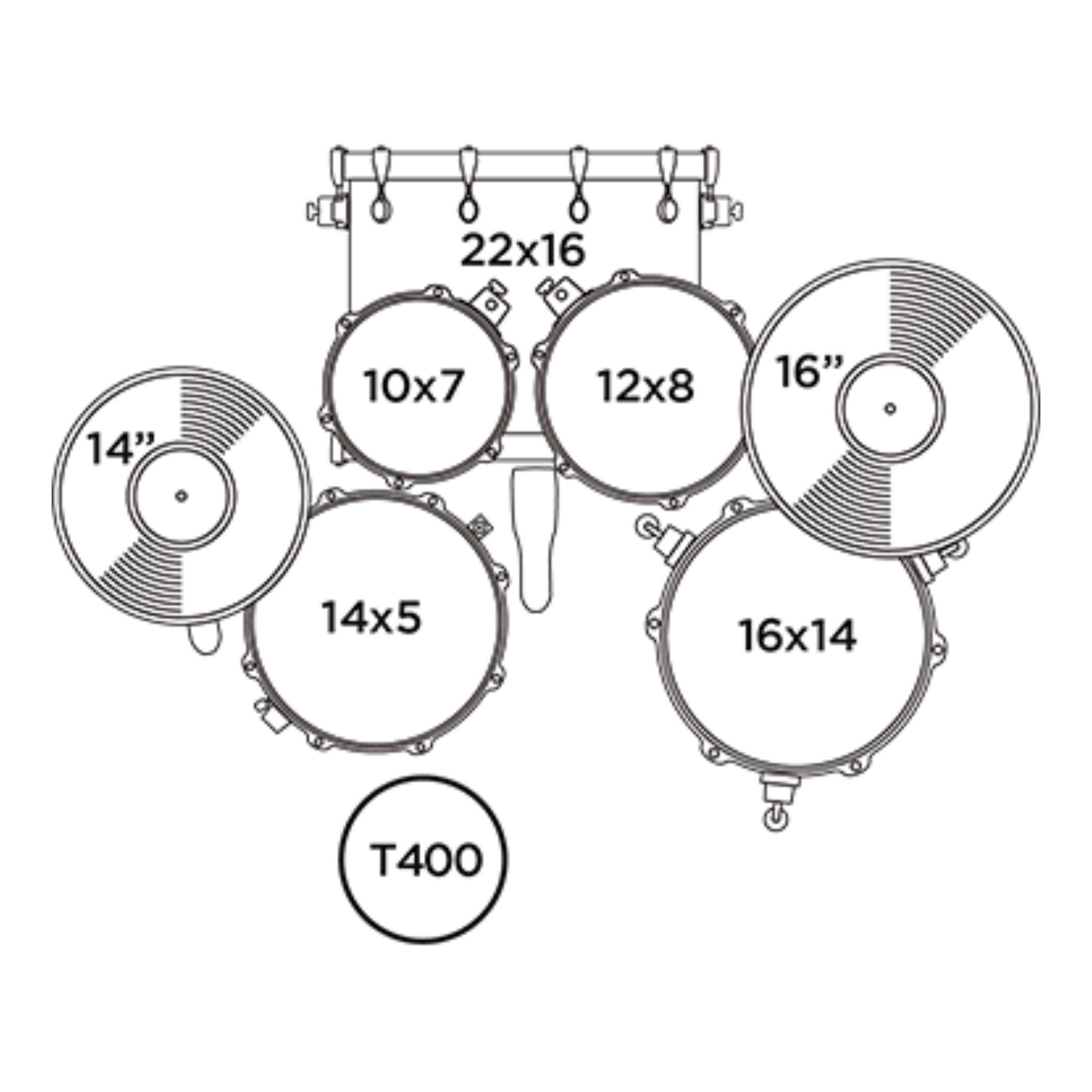 Mapex Comet Series 5-Pcs Acoustic Drum Kit, Dark Black