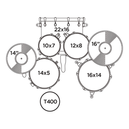 Mapex Comet Series 5-Pcs Acoustic Drum Kit, Dark Black