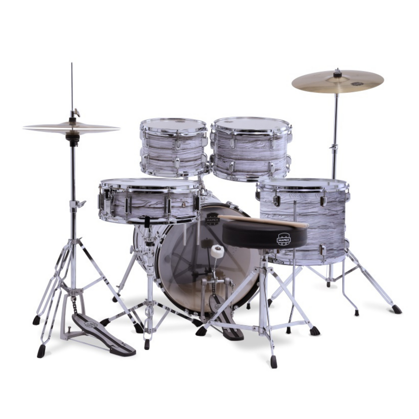 Mapex Comet Series 5-Pcs Acoustic Drum Kit, White Marblewood