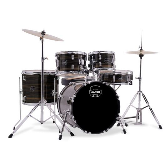 Mapex Comet Series 5-Pcs Acoustic Drum Kit, Ebony Yellow Grain