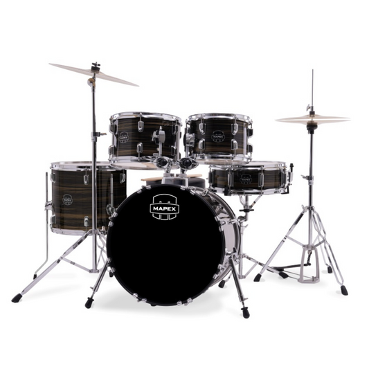 Mapex Comet Series 5-Pcs Acoustic Drum Kit, Ebony Yellow Grain