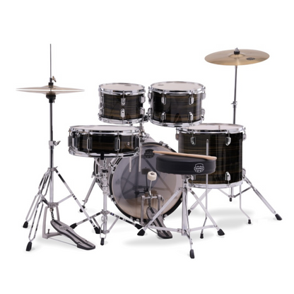 Mapex Comet Series 5-Pcs Acoustic Drum Kit, Ebony Yellow Grain