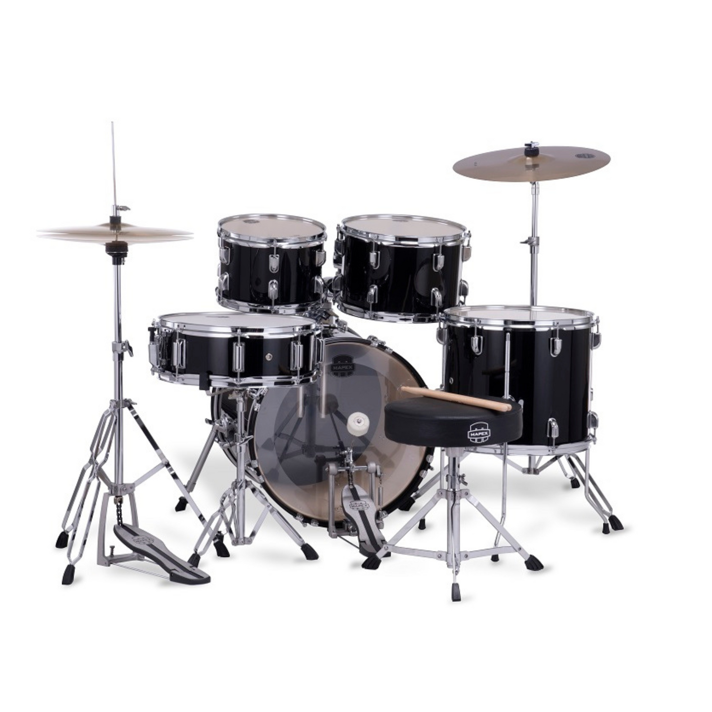 Mapex Comet Series 5-Pcs Acoustic Drum Kit, Dark Black