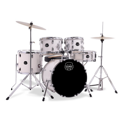 Mapex Comet Series 5-Pcs Acoustic Drum Kit, White Thin Grain