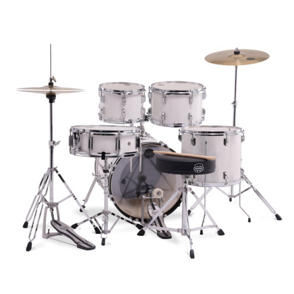 Mapex Comet Series 5-Pcs Acoustic Drum Kit, White Thin Grain