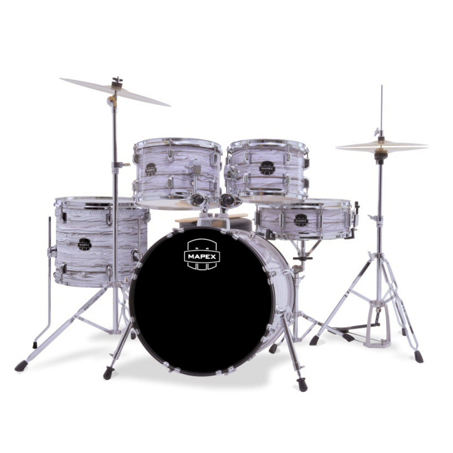 Mapex Comet Series 5-Pcs Acoustic Drum Kit, White Marblewood