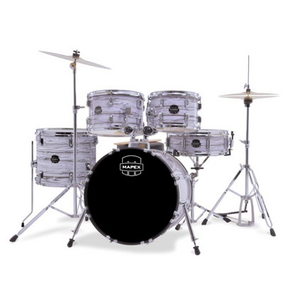 Mapex Comet Series 5-Pcs Acoustic Drum Kit, White Marblewood