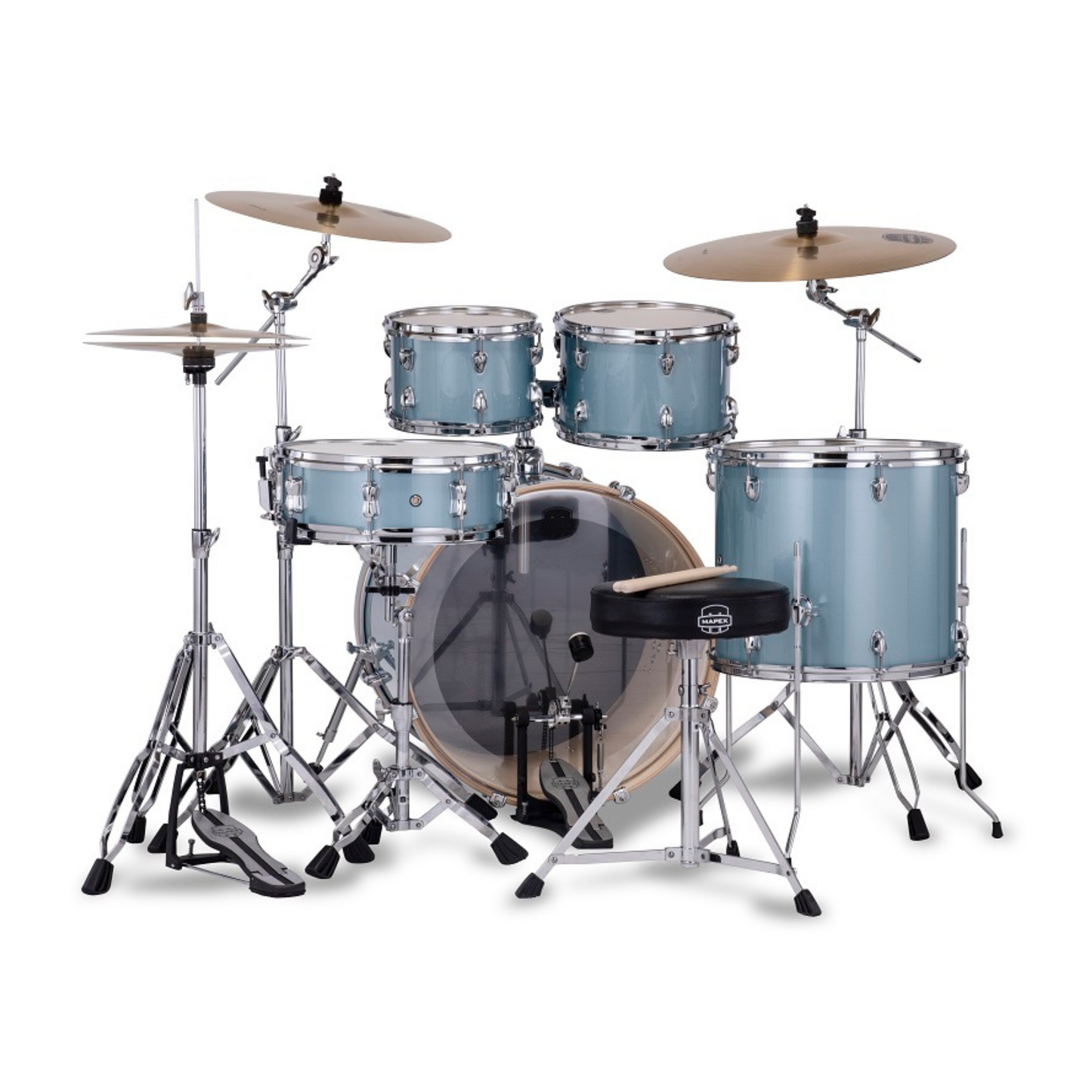 Mapex Venus 5-Pcs Acoustic Drum Kit, Aqua Blue Sparkle