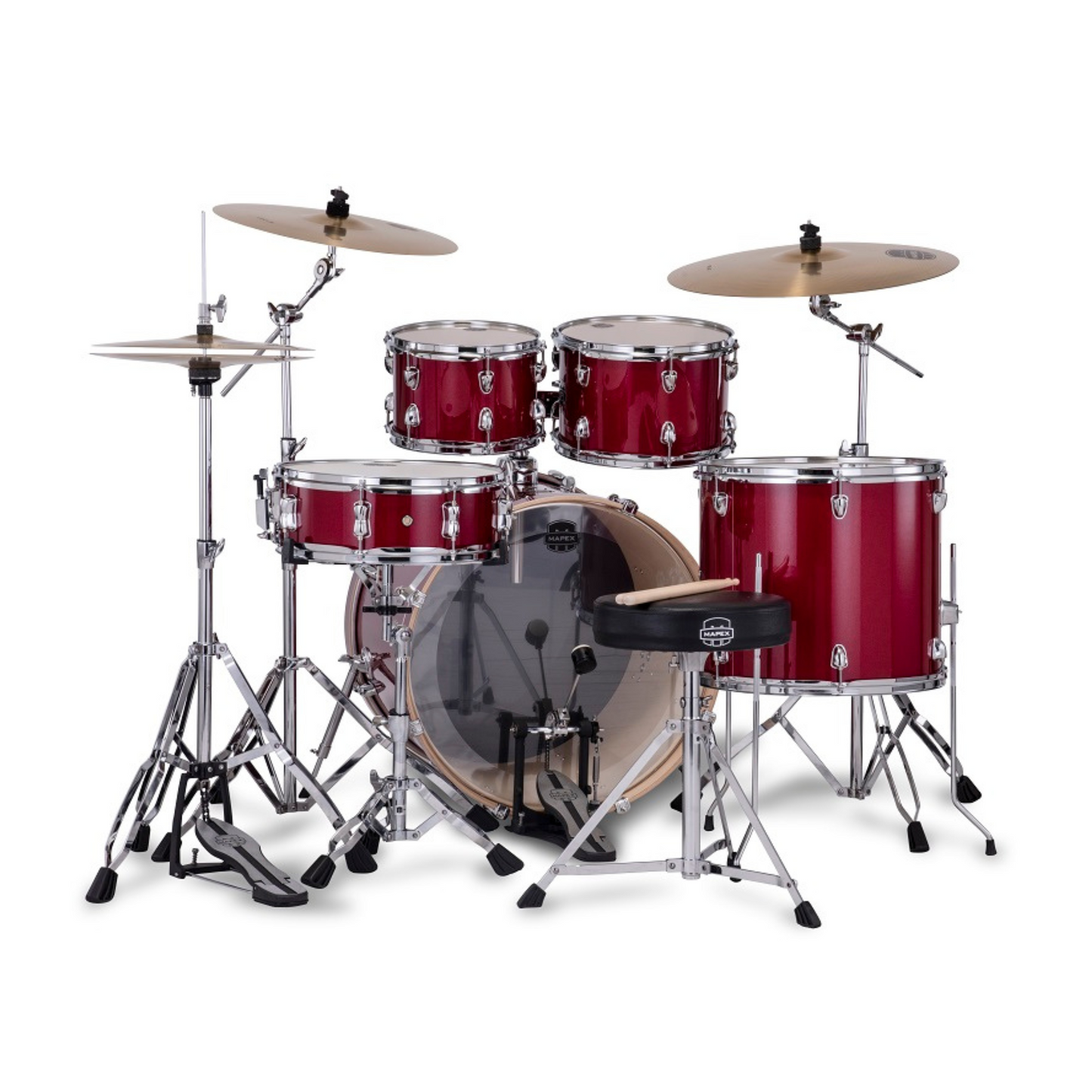Mapex Venus 5-Pcs Acoustic Drum Kit, Crimson Red Sparkle