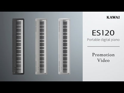 Kawai ES120 88-key Digital Piano With Wooden Stand & Pedal, Light Grey