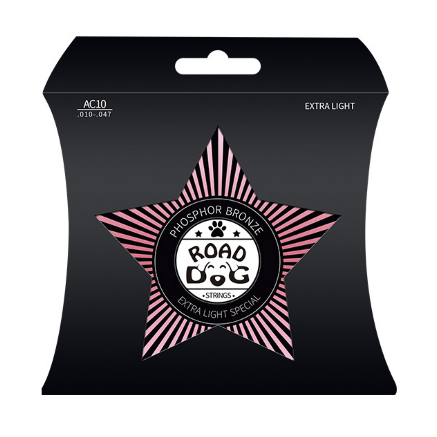 Road Dog AC10 Phosphor Bronze Coated Acoustic Guitar Strings, Extra Light, 10-47