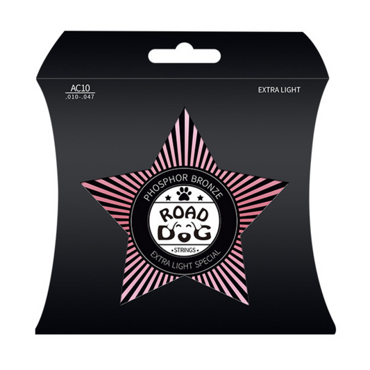 Road Dog AC10 Phosphor Bronze Coated Acoustic Guitar Strings, Extra Light, 10-47