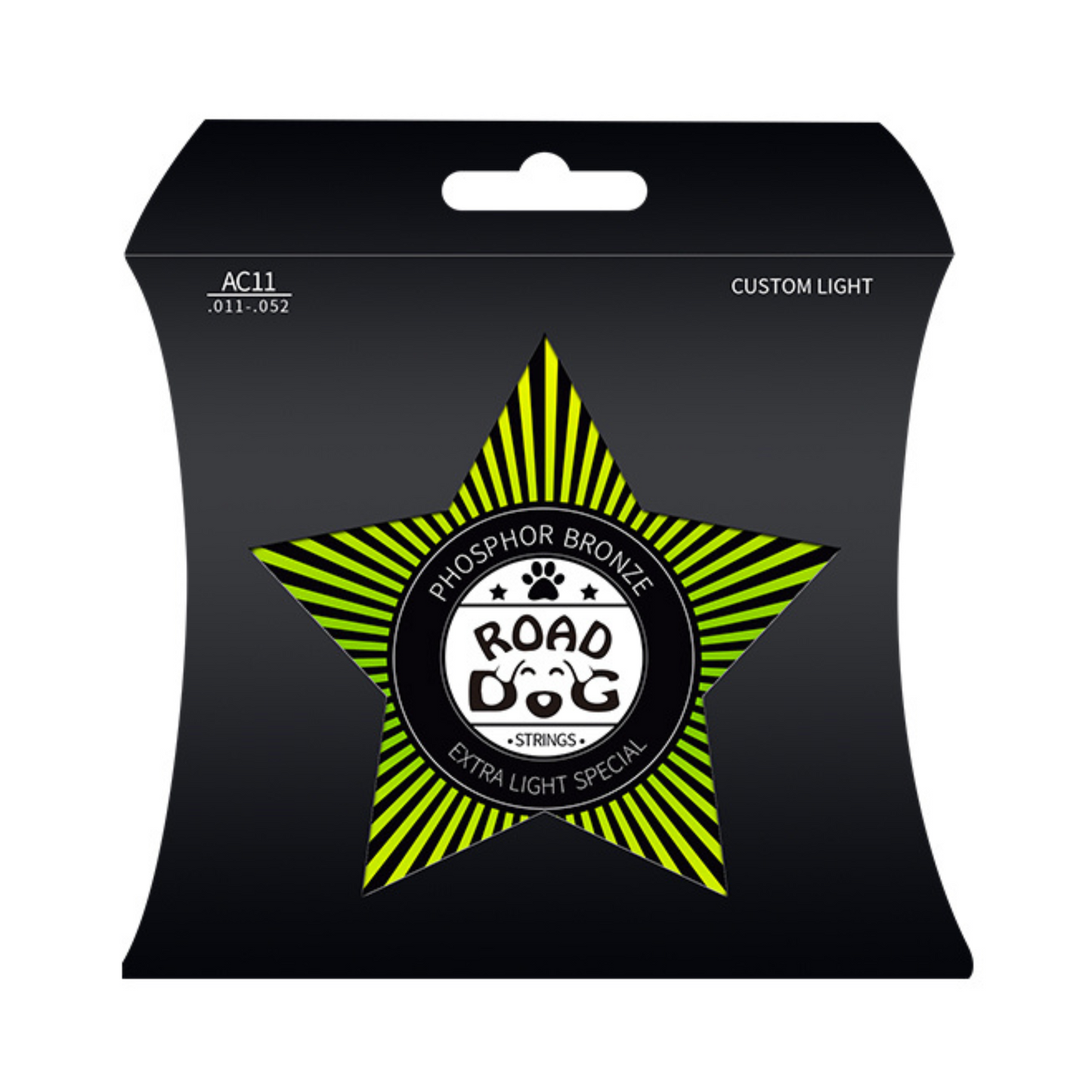 Road Dog AC11 Phosphor Bronze Coated Acoustic Guitar Strings, Custom Light, 11-52