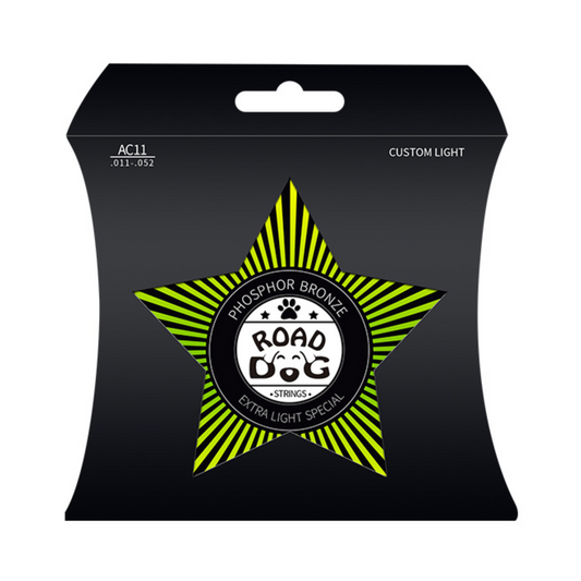 Road Dog AC11 Phosphor Bronze Coated Acoustic Guitar Strings, Custom Light, 11-52