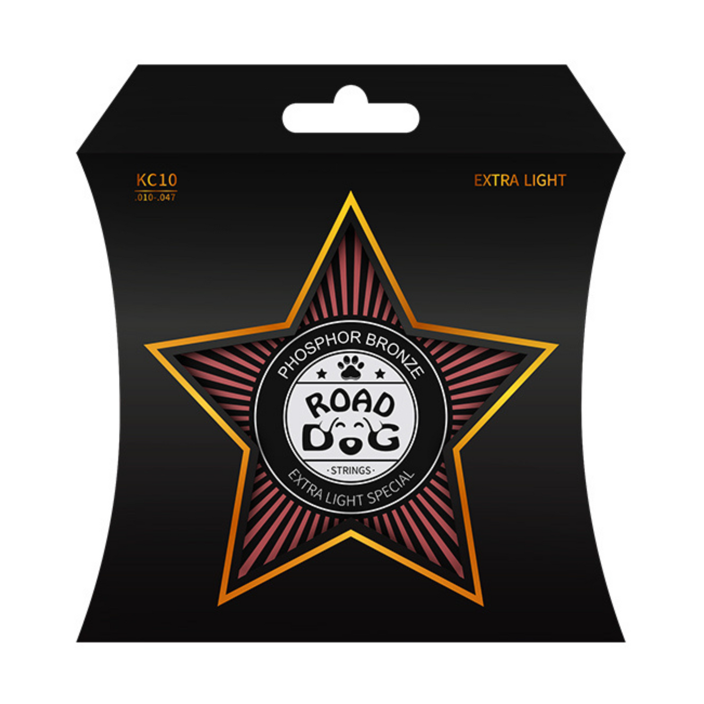 Road Dog KC10 Phosphor Bronze Coated Acoustic Guitar Strings, Extra Light, 10-47