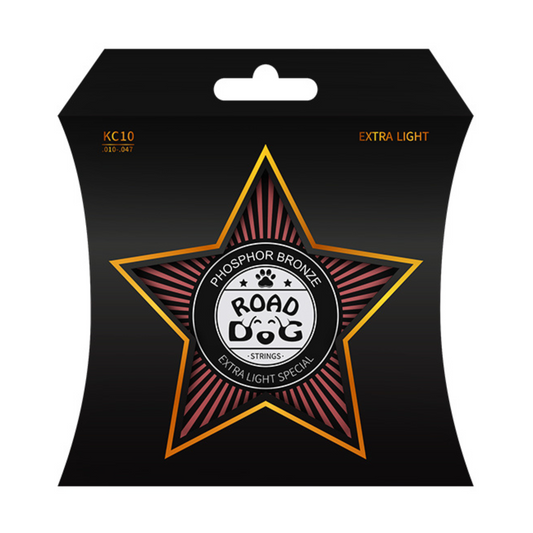 Road Dog KC10 Phosphor Bronze Coated Acoustic Guitar Strings, Extra Light, 10-47