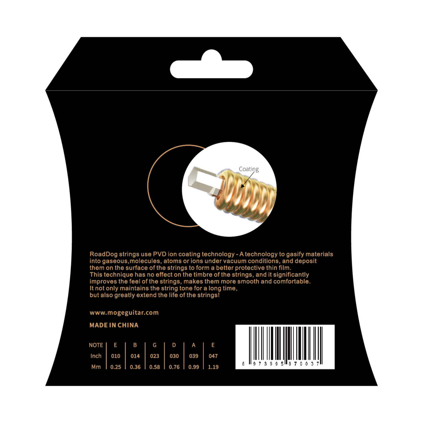 Road Dog KC10 Phosphor Bronze Coated Acoustic Guitar Strings, Extra Light, 10-47
