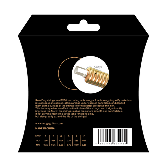 Road Dog KC10 Phosphor Bronze Coated Acoustic Guitar Strings, Extra Light, 10-47