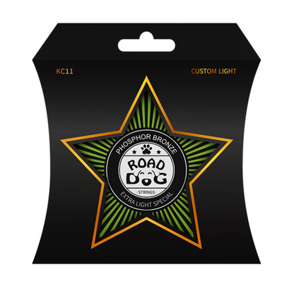 Road Dog KC11 Phosphor Bronze Coated Acoustic Guitar Strings, Custom Light, 11-52