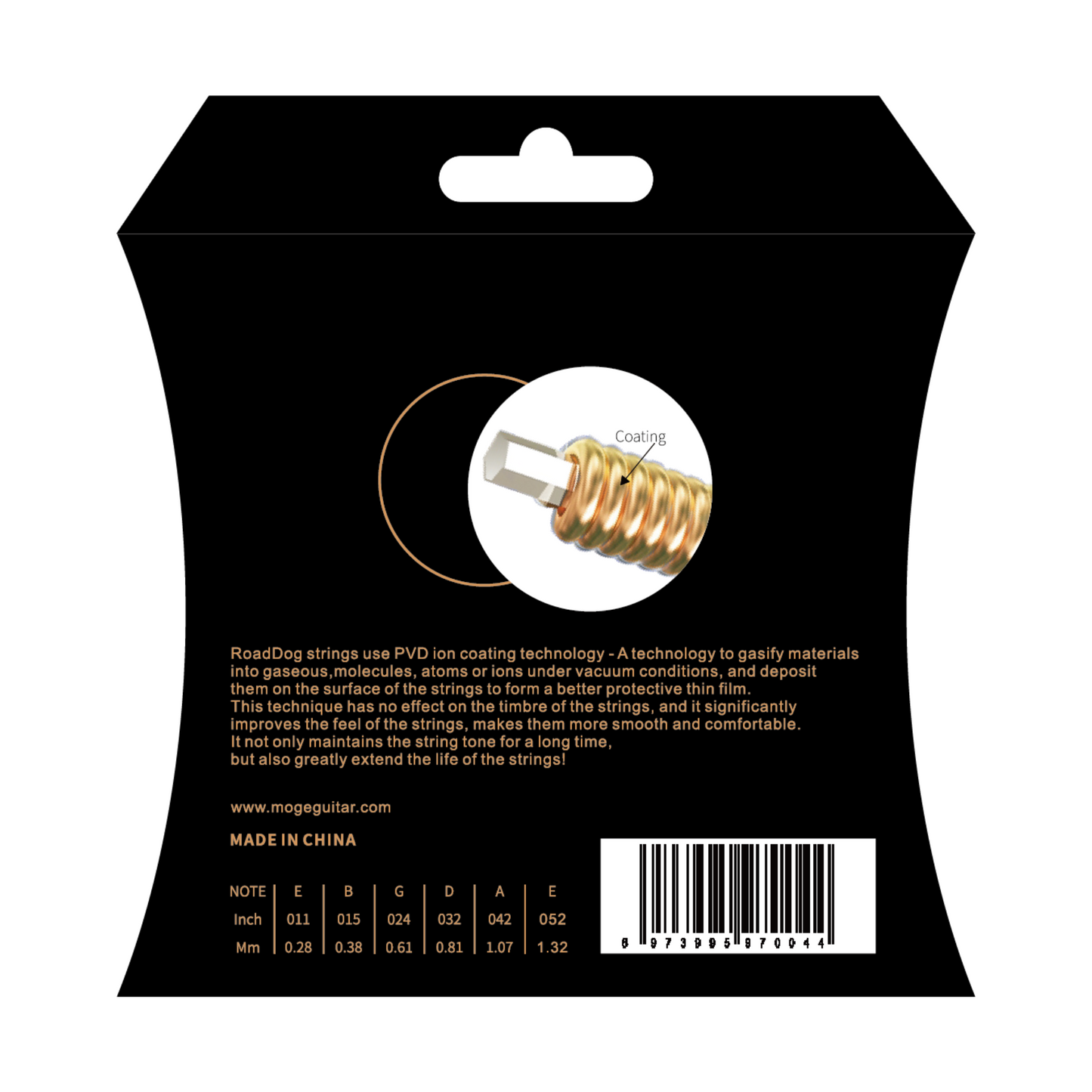 Road Dog KC11 Phosphor Bronze Coated Acoustic Guitar Strings, Custom Light, 11-52