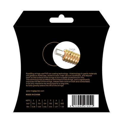 Road Dog KC11 Phosphor Bronze Coated Acoustic Guitar Strings, Custom Light, 11-52