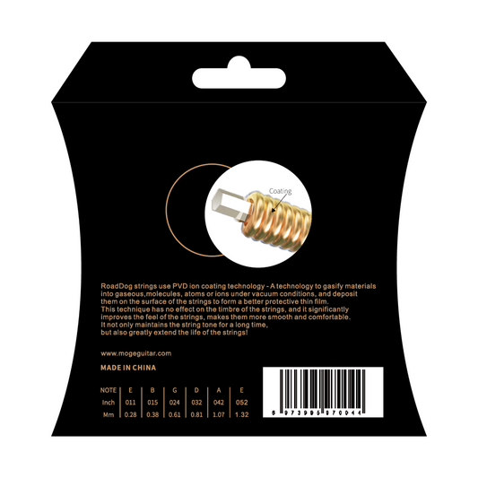 Road Dog KC11 Phosphor Bronze Coated Acoustic Guitar Strings, Custom Light, 11-52