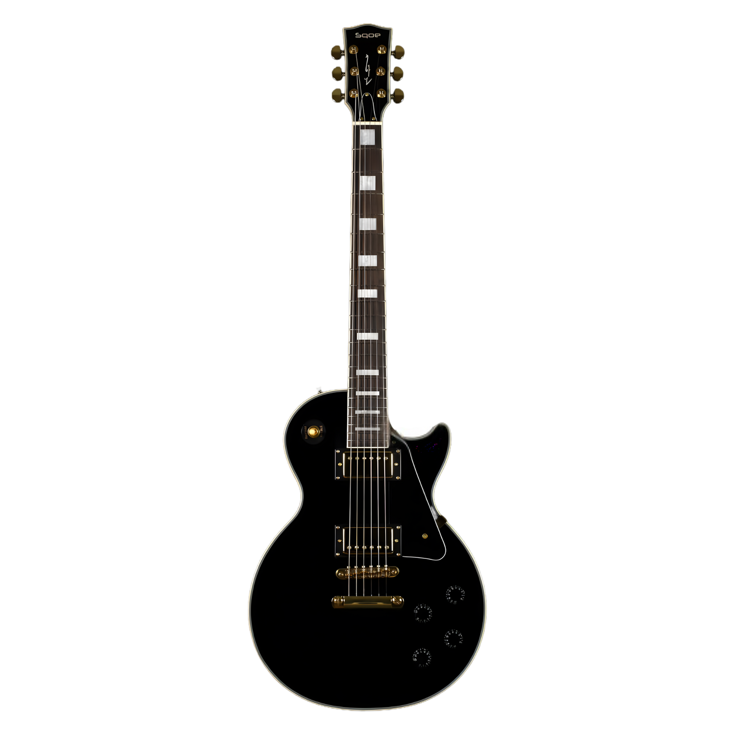 Sqoe SELP300 Les Paul Custom Electric Guitar w/ Hard Case, Black