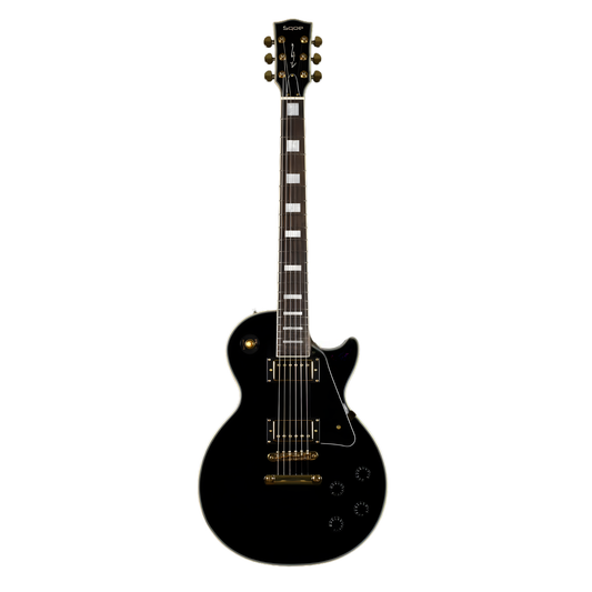 Sqoe SELP300 Les Paul Custom Electric Guitar w/ Hard Case, Black